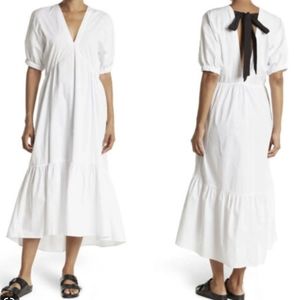 Topshop White Poplin Tiered Dress with Bow